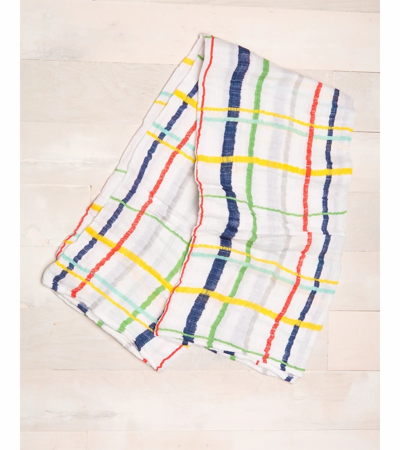 Little Unicorn Cotton Muslin Swaddle - Plaid 5 Little Unicorn Cotton Muslin Swaddle - Plaid - Image 3