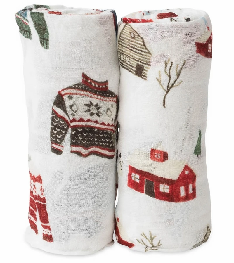 Little Unicorn Deluxe Muslin Swaddle 2 Pack - Sweater Soiree 3 Little Unicorn Deluxe Muslin Swaddle 2 Pack - Sweater Soiree
