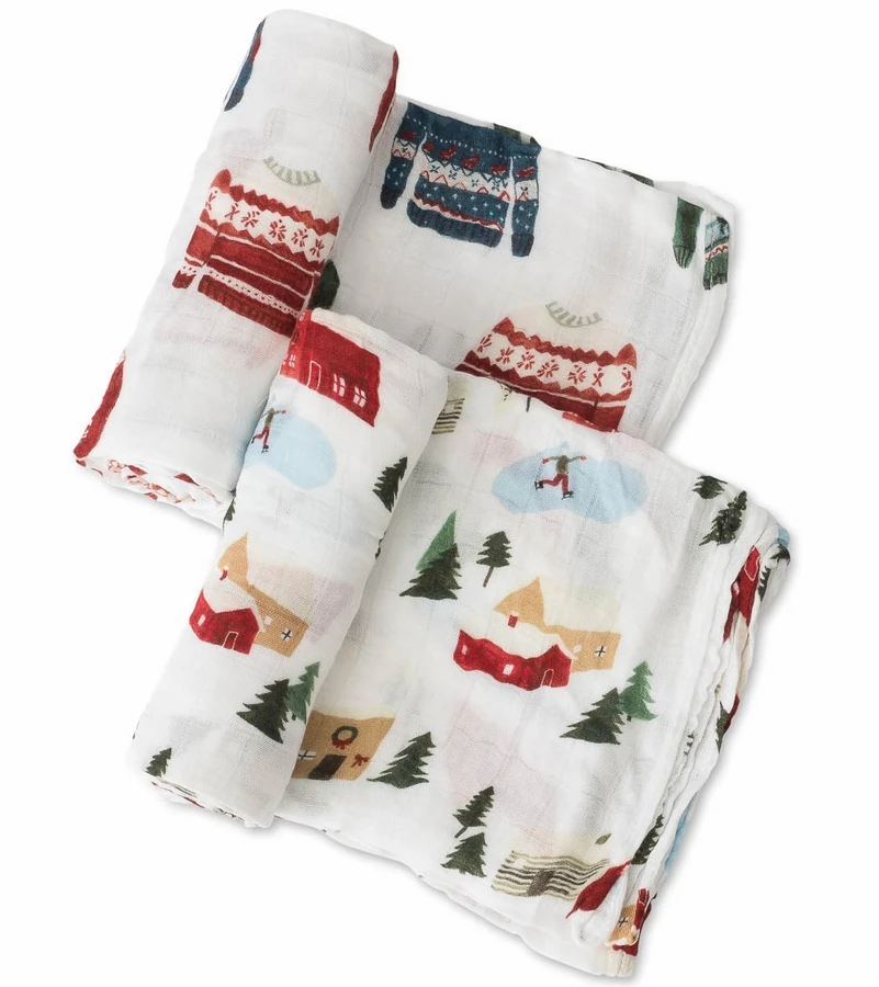 Little Unicorn Deluxe Muslin Swaddle 2 Pack - Sweater Soiree 4 Little Unicorn Deluxe Muslin Swaddle 2 Pack - Sweater Soiree - Image 2