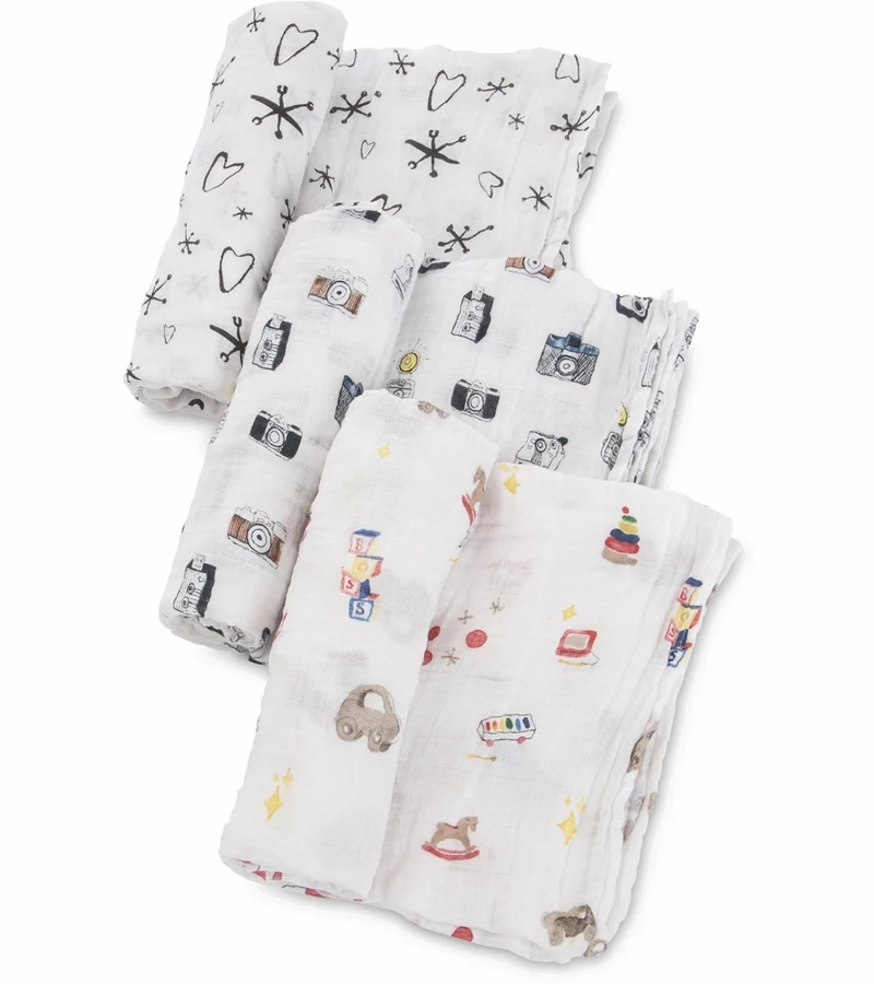 Little Unicorn + The Boss Baby Cotton Muslin Swaddle 3 Pack - Toy Box 4 Little Unicorn + The Boss Baby Cotton Muslin Swaddle 3 Pack - Toy Box - Image 2