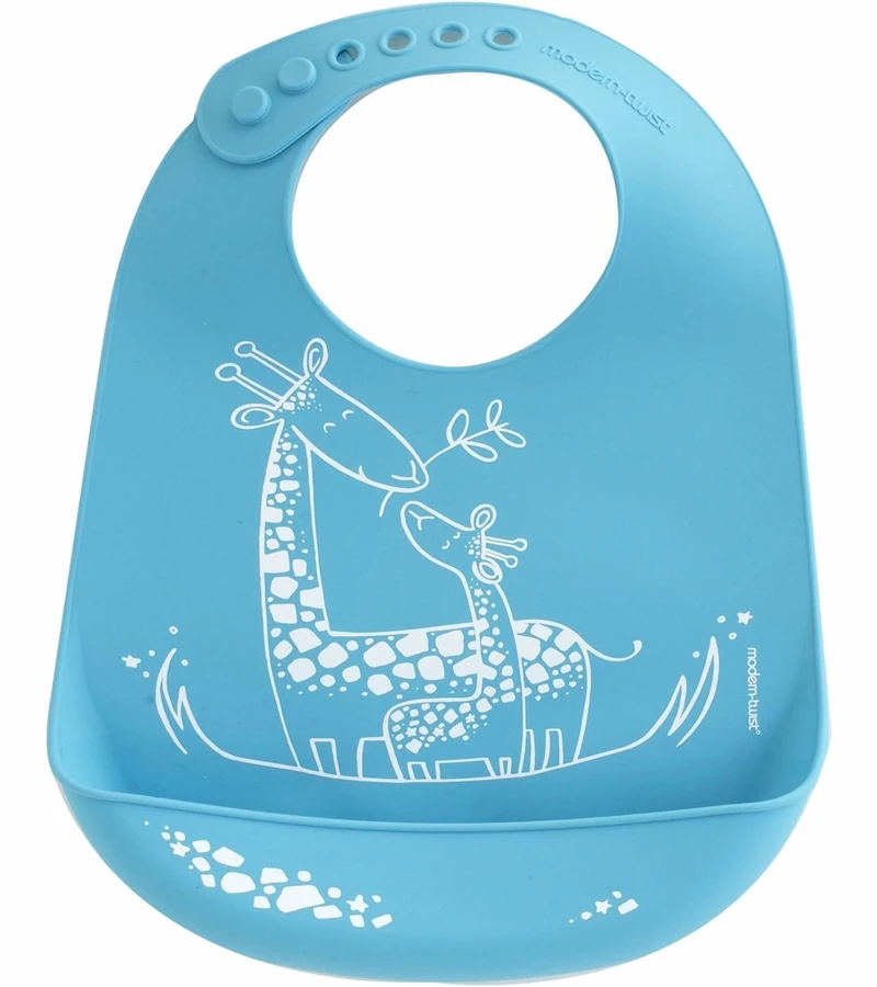Modern-Twist Bucket Bib - Giraffe Giggles Blue 3 Modern-Twist Bucket Bib - Giraffe Giggles Blue