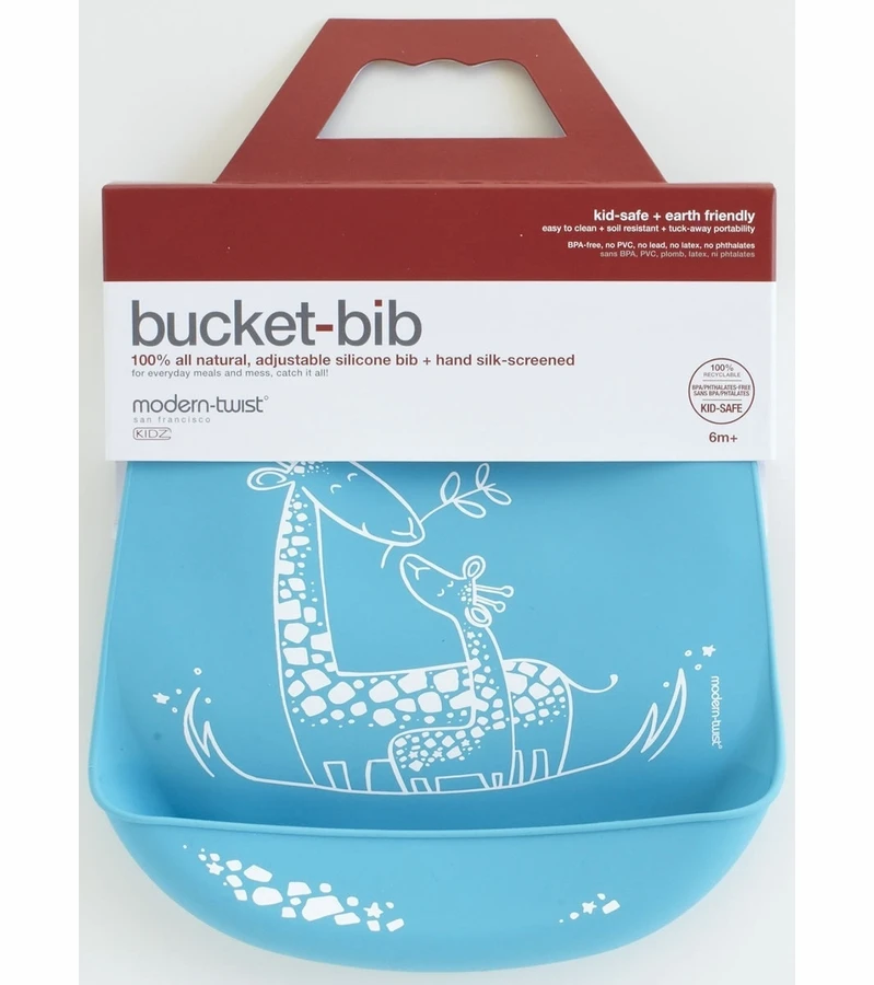 Modern-Twist Bucket Bib - Giraffe Giggles Blue 4 Modern-Twist Bucket Bib - Giraffe Giggles Blue - Image 2