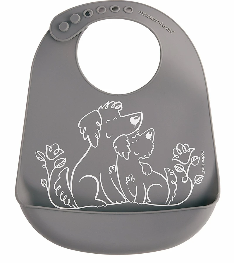 Modern-Twist Bucket Bib - Puppy Love Grey 3 Modern-Twist Bucket Bib - Puppy Love Grey