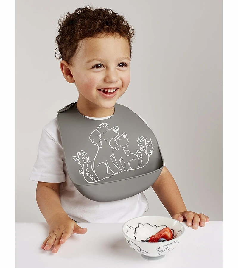 Modern-Twist Bucket Bib - Puppy Love Grey 4 Modern-Twist Bucket Bib - Puppy Love Grey - Image 2