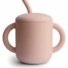 Mushie Silicone Training Cup + Straw - Blush -Baby Products Store mushie silicone training cup straw blush 102