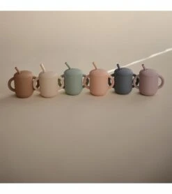 Mushie Silicone Training Cup + Straw - Blush -Baby Products Store mushie silicone training cup straw blush 105