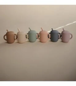 Mushie Silicone Training Cup + Straw - Cambridge Blue -Baby Products Store mushie silicone training cup straw cambridge blue 106