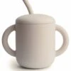 Mushie Silicone Training Cup + Straw - Shifting Sand -Baby Products Store mushie silicone training cup straw shifting sand 103