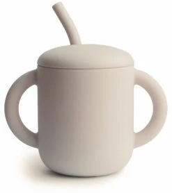 Mushie Silicone Training Cup + Straw - Shifting Sand