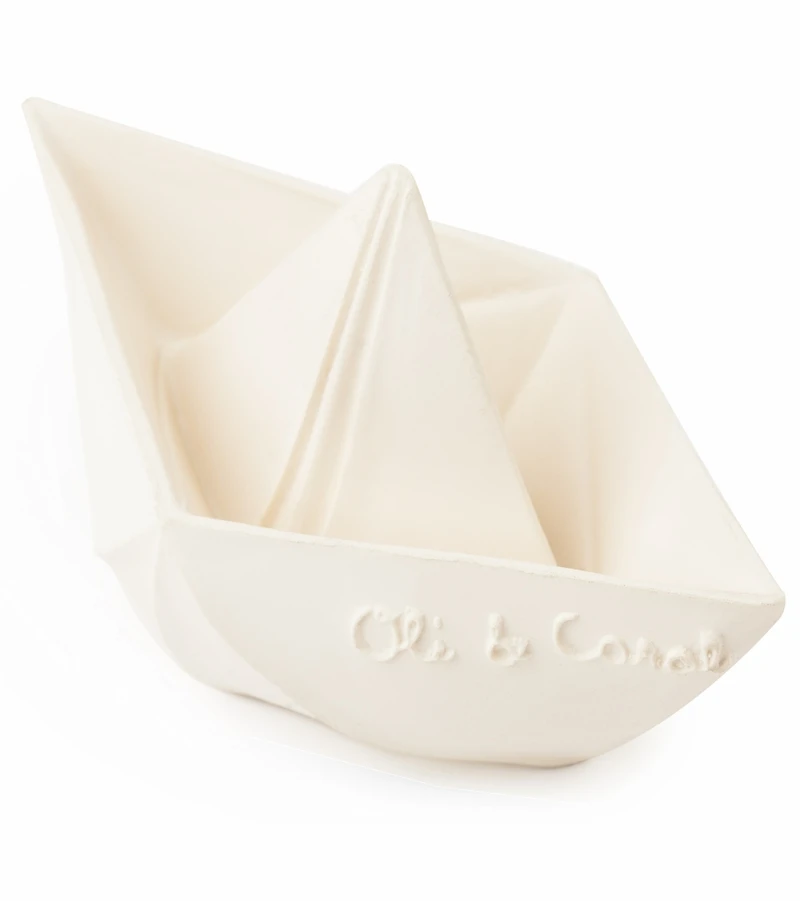 Oli & Carol Origami Boat Bath Toy - White 5 Oli & Carol Origami Boat Bath Toy - White - Image 3