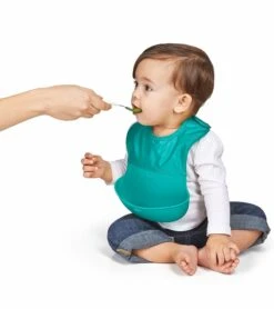 OXO Tot Roll Up Bib - Teal -Baby Products Store oxo tot roll up bib teal 138