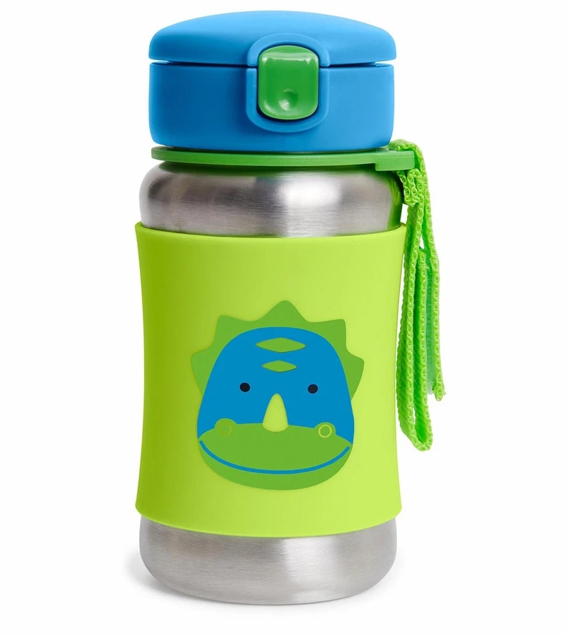 Skip Hop Zoo Stainless Steel Straw Bottle - Dino 3 Skip Hop Zoo Stainless Steel Straw Bottle - Dino