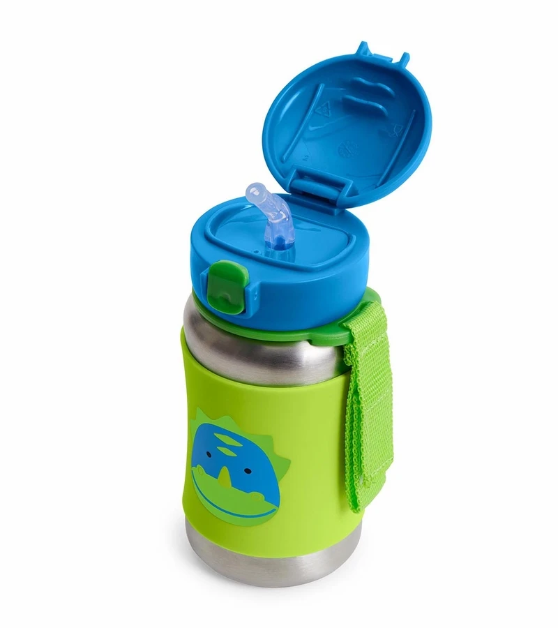 Skip Hop Zoo Stainless Steel Straw Bottle - Dino 4 Skip Hop Zoo Stainless Steel Straw Bottle - Dino - Image 2