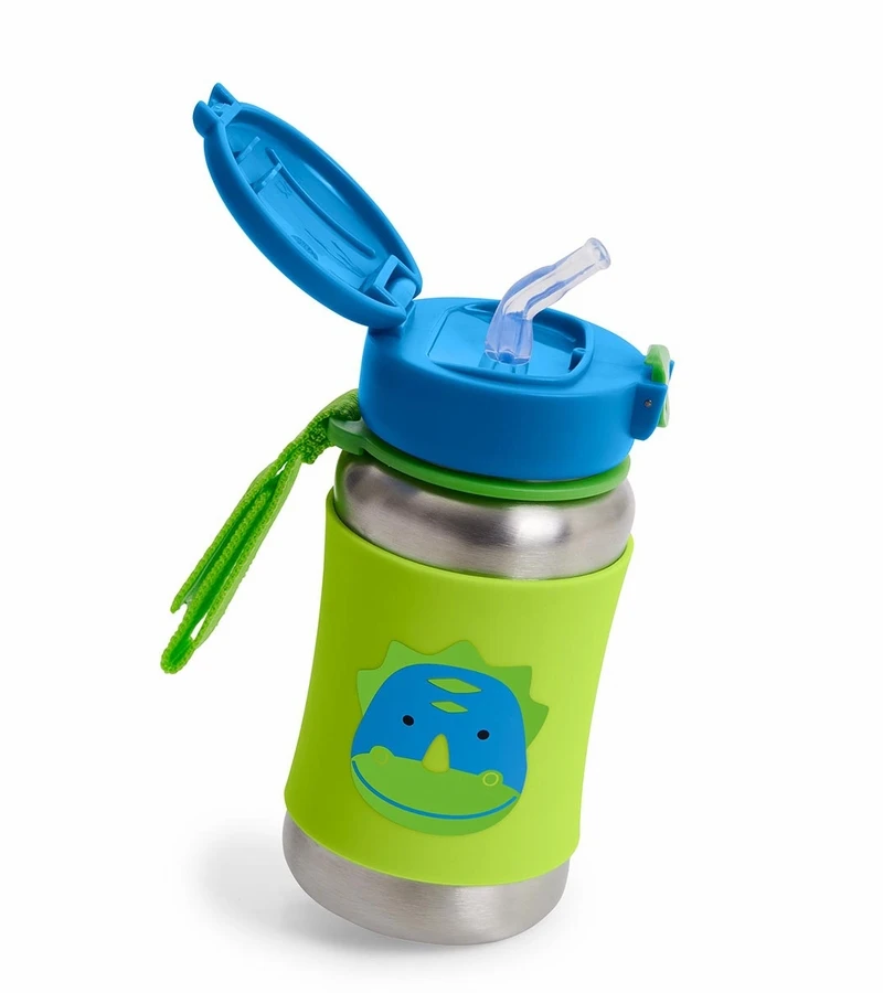 Skip Hop Zoo Stainless Steel Straw Bottle - Dino 5 Skip Hop Zoo Stainless Steel Straw Bottle - Dino - Image 3