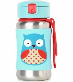 Skip Hop Zoo Stainless Steel Straw Bottle - Owl