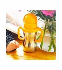 Thinkbaby Thinkster Of Steel 9 Oz Straw Cup - Orange -Baby Products Store thinkbaby thinkster of steel 9 oz straw cup orange 84
