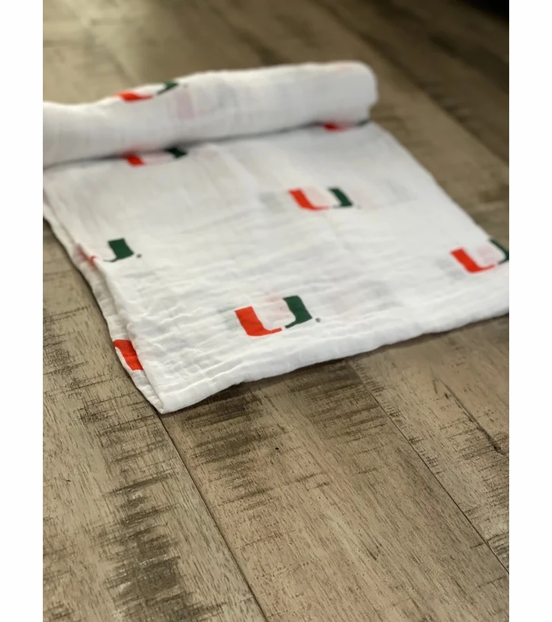 Three Little Anchors College Swaddle Blanket - Miami Hurricanes 4 Three Little Anchors College Swaddle Blanket - Miami Hurricanes - Image 2