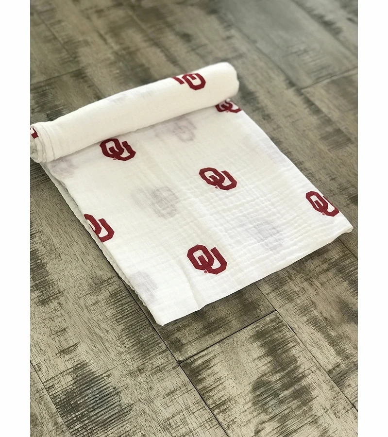 Three Little Anchors College Swaddle Blanket - Oklahoma Sooners 4 Three Little Anchors College Swaddle Blanket - Oklahoma Sooners - Image 2