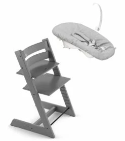 Stokke Tripp Trapp Chair + Newborn Set Bundle - Storm Grey