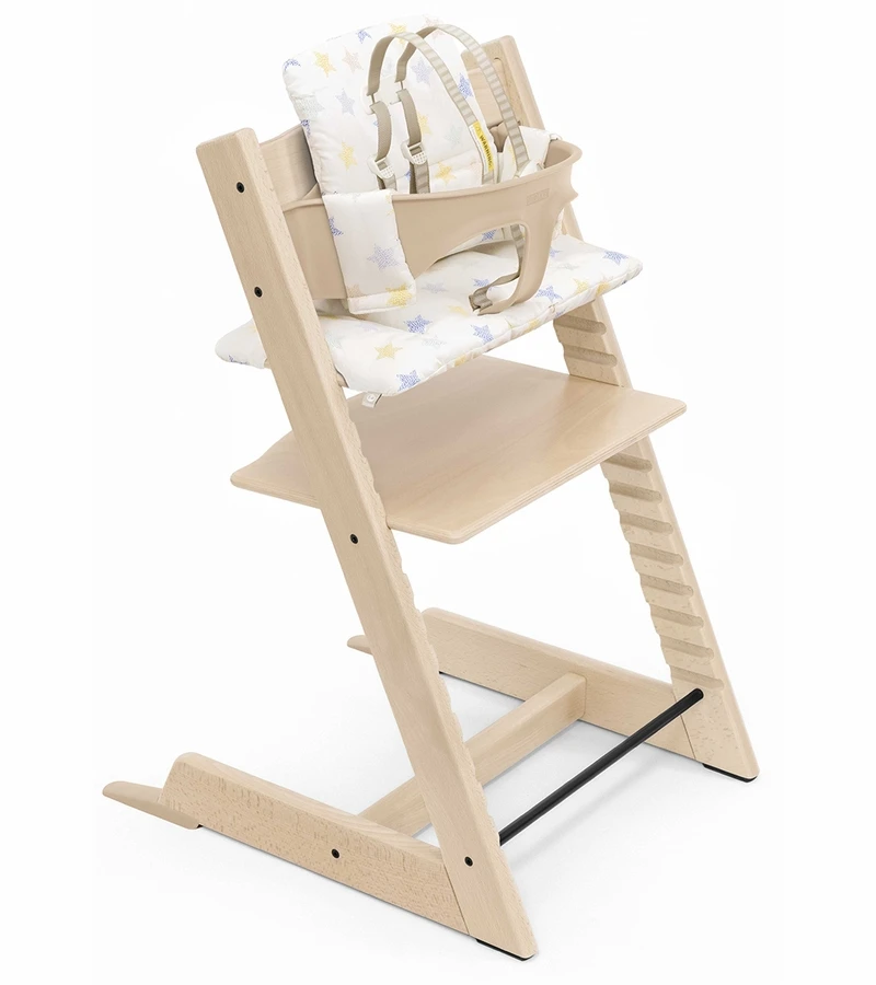 Tripp Trapp High Chair And Cushion With Stokke Tray - Natural / Multi Stars 4 Tripp Trapp High Chair And Cushion With Stokke Tray - Natural / Multi Stars - Image 2