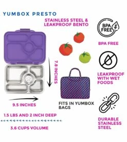 Yumbox Leakproof Bento Lunchbox, Presto Stainless Steel - Remy Lavender -Baby Products Store yumbox leakproof bento lunchbox presto stainless steel remy lavender 10
