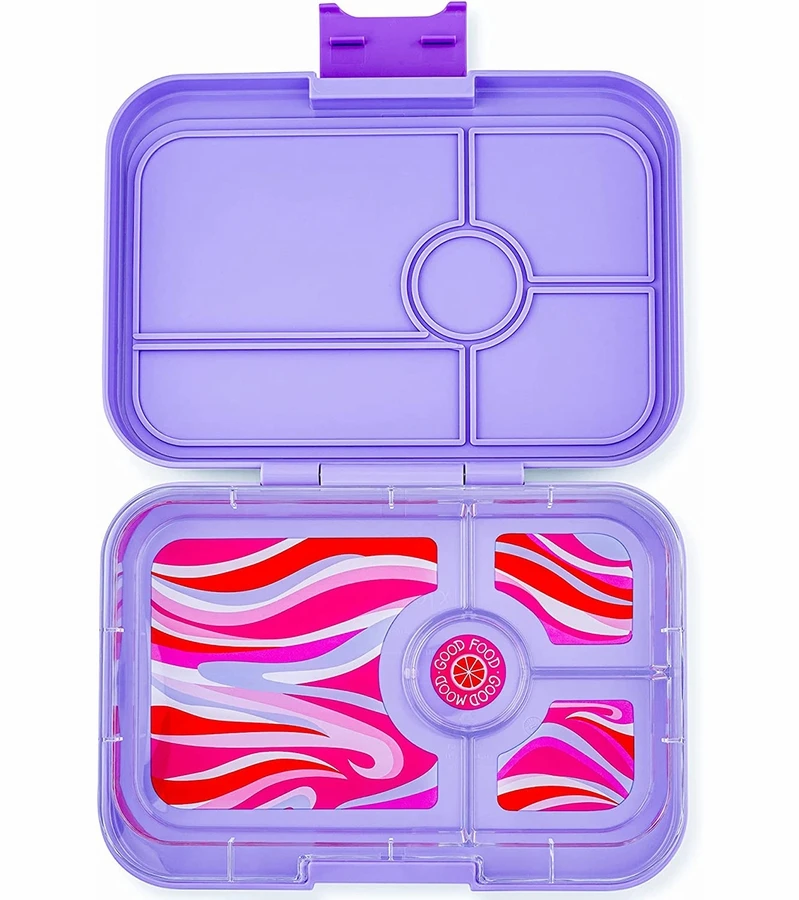 Yumbox Leakproof Bento Lunchbox, Tapas 4 Compartment - Ibiza Purple / Groovy Tray 3 Yumbox Leakproof Bento Lunchbox, Tapas 4 Compartment - Ibiza Purple / Groovy Tray